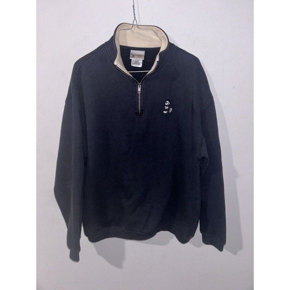 Disney World Mickey Mouse 1/4 Pullover Sweatshirt VTG 90s Navy Blue WDW Size LG - Picture 2 of 5